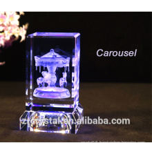 New 3d laser crystal Carousel crystal Eiffel Tower crystal Rose crystal Cake Crystal Cartoon Mouse etc with crystal led base